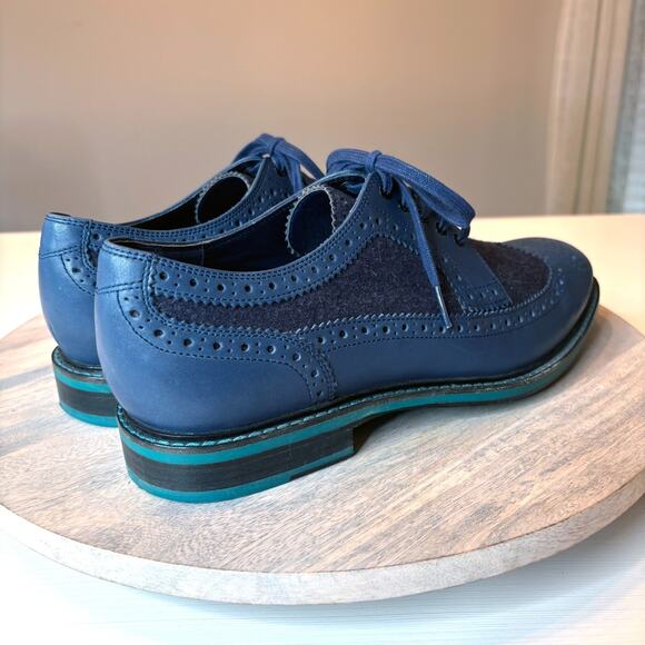 Cole Haan Men’s Wingtip Oxford Blue Leather Suede Dress Shoes US Size 9M 9 main image 6